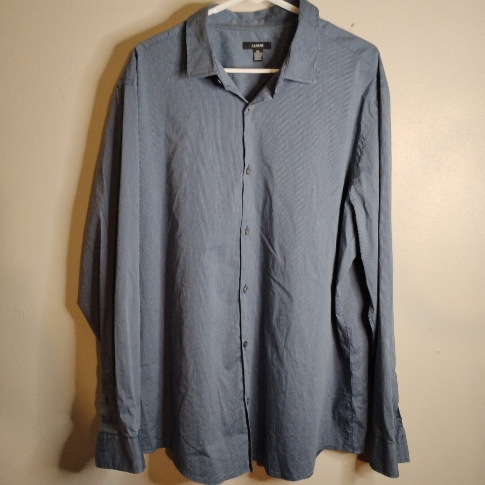 Xxl,Alfini Button Down,Blue ,Striped